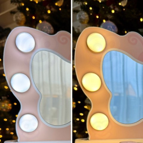 TOOKY TOY Drewniana Toaletka Motylek Akcesoria Lustro z Oświetleniem LED + Kosmetyki