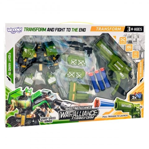 WOOPIE Zestaw 3w1 Robot Transformujący Pojazd Bojowy i Wyrzutnia na Strzałki Zielony