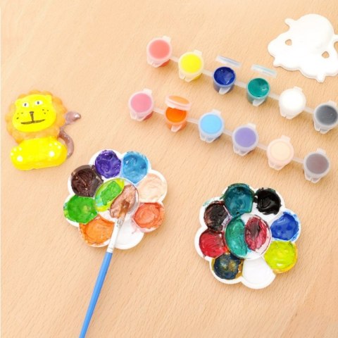 WOOPIE Zestaw Kreatywny z Farbami DIY Zrób Odlewy Gipsowe Figurki i Pomaluj - Zestaw Zwierzątka