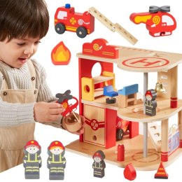 VIGA Drewniany Garaż Remiza Straży Pożarnej Zestaw 14 el