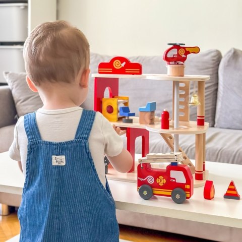 VIGA Drewniany Garaż Remiza Straży Pożarnej Zestaw 14 el