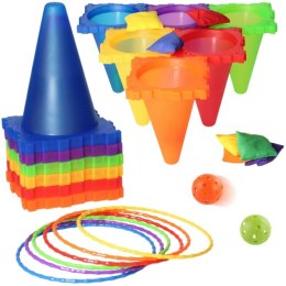 WOOPIE Zestaw Gra Ogrodowa 3w1 Rzut do Celu Pachołki Obręcze Woreczki 30 el.