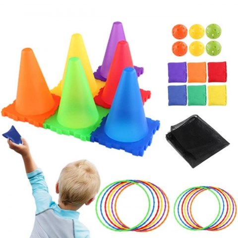 WOOPIE Zestaw Gra Ogrodowa 3w1 Rzut do Celu Pachołki Obręcze Woreczki 30 el.