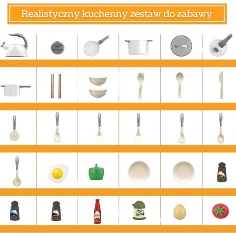 WOOPIE Zestaw Małego Kucharza Garnki Patelnia Czajnik Biały 32el.
