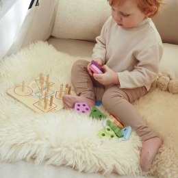 TOOKY TOY Drewniany Sorter Geometryczny Nauka Kształtów Liczenia Kolorów Montessori