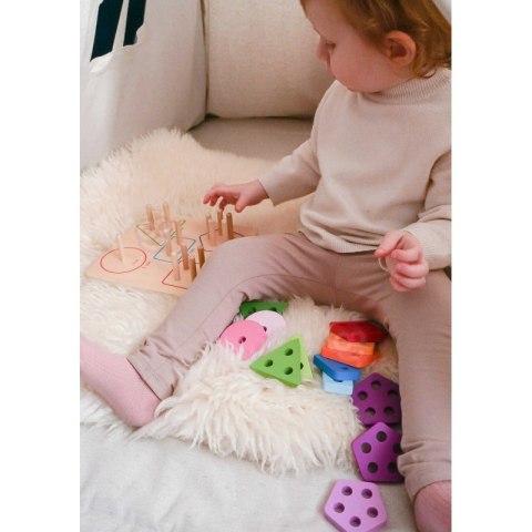 TOOKY TOY Drewniany Sorter Geometryczny Nauka Kształtów Liczenia Kolorów Montessori