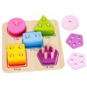 TOOKY TOY Drewniany Sorter Geometryczny Nauka Kształtów Liczenia Kolorów Montessori