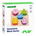 TOOKY TOY Drewniany Sorter Geometryczny Nauka Kształtów Liczenia Kolorów Montessori
