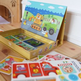 TOOKY TOY Układanka Magnetyczna Puzzle Montessori Pudełko Edukacyjne Pojazdy 80 el.