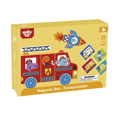 TOOKY TOY Układanka Magnetyczna Puzzle Montessori Pudełko Edukacyjne Pojazdy 80 el.