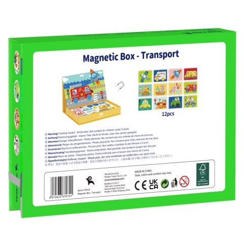 TOOKY TOY Układanka Magnetyczna Puzzle Montessori Pudełko Edukacyjne Pojazdy 80 el.