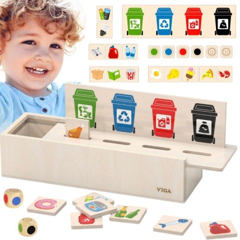 VIGA Układanka Gra edukacyjna drewniana do nauki sortowania śmieci