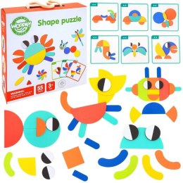 WOOPIE GREEN Drewniana Układanka Montessori 40 Wzorów do Odtworzenia 55 el. Certyfikat FSC