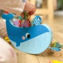 TOOKY TOY Drewniana Gra Wieloryb i Rybki Wielofunkcyjna 4w1 Montessori Łowienie Rybek Stacker Nawlekanka Wieża FSC