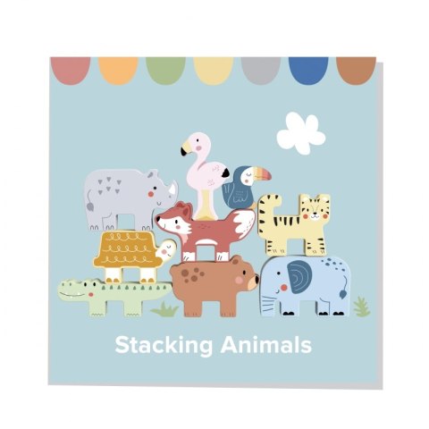 TOOKY TOY Drewniane Klocki Układanka Wieża Stacker Stosy Zwierzątka Montessori 13 el.