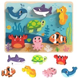 TOOKY TOY Drewniane Puzzle Montessori Świat Morza Rybki Żółwik Kształty