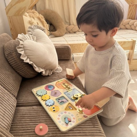 TOOKY TOY Tablica Manipulacyjna Montessori Zamki Zębatki Sorter Zegar