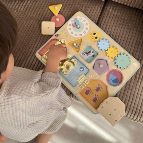 TOOKY TOY Tablica Manipulacyjna Montessori Zamki Zębatki Sorter Zegar