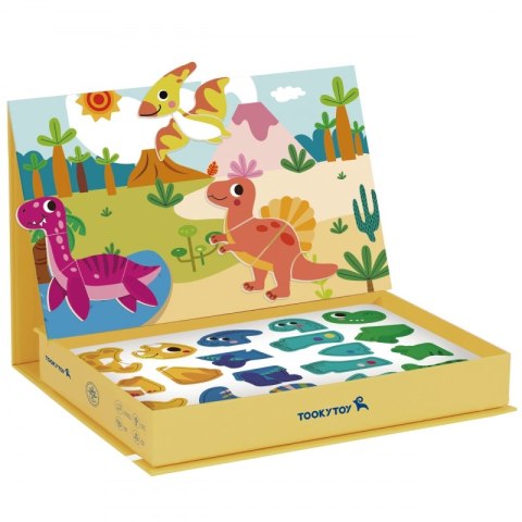 TOOKY TOY Układanka Magnetyczna Puzzle Montessori Pudełko Edukacyjne Dinozaury 68 el.
