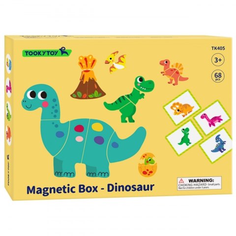 TOOKY TOY Układanka Magnetyczna Puzzle Montessori Pudełko Edukacyjne Dinozaury 68 el.