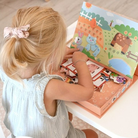 TOOKY TOY Układanka Magnetyczna Puzzle Montessori Pudełko Edukacyjne Farma 73 el.