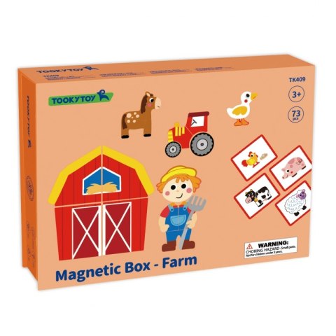 TOOKY TOY Układanka Magnetyczna Puzzle Montessori Pudełko Edukacyjne Farma 73 el.