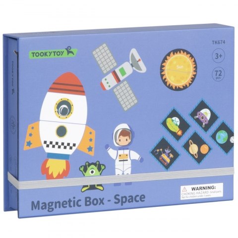 TOOKY TOY Układanka Magnetyczna Puzzle Montessori Pudełko Edukacyjne Kosmos 72 el.