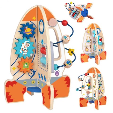 Tooky Toy Duża Drewniana Zabawka Edukacyjna Wielofunkcyjna Rakieta