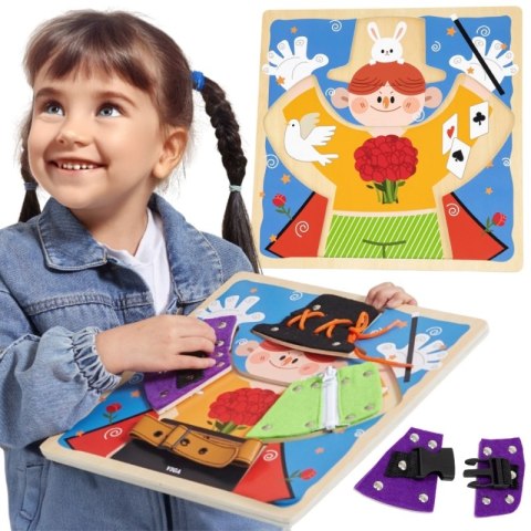 VIGA Drewniana Tablica Manipulacyjna Klamry Zamki Magik Monstessori