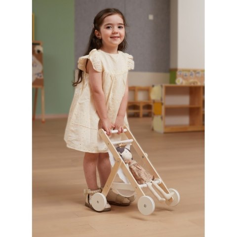 VIGA PolarB Drewniany Wózek Spacerowy Zabawka Skladany Spacerówka Dla Lalek