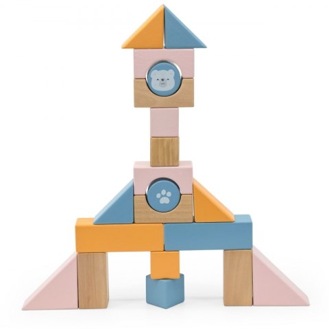 VIGA PolarB Drewniany Wózek do Ciągnięcia + Klocki 21 el.