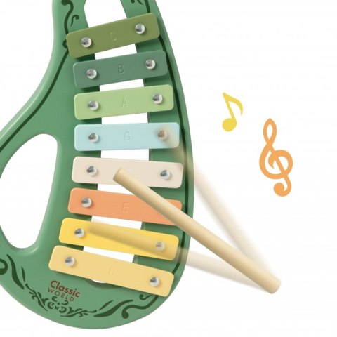 CLASSIC WORLD Drewniany Zestaw Instrumentów Muzycznych Flet Tamburyn Kastaniet Cymbałki