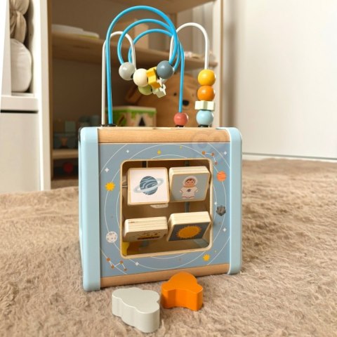 TOOKY TOY Drewniana Kostka Aktywności Kosmos Sorter Labirynt