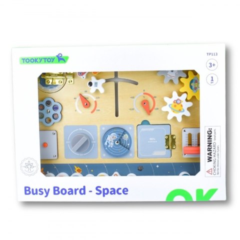 TOOKY TOY Drewniana Tablica Edukacyjna Montessori Astronauta Statek Kosmiczny