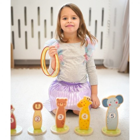 TOOKY TOY Rzut do Celu Obręczami Drewniana Gra Zręcznościowa 15 el. Zwierzątka