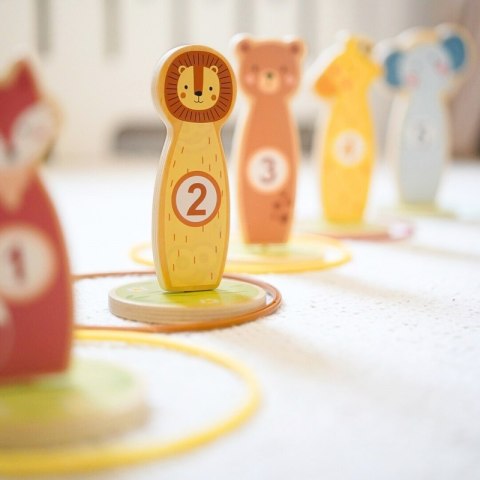 TOOKY TOY Rzut do Celu Obręczami Drewniana Gra Zręcznościowa 15 el. Zwierzątka