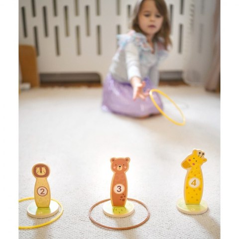 TOOKY TOY Rzut do Celu Obręczami Drewniana Gra Zręcznościowa 15 el. Zwierzątka
