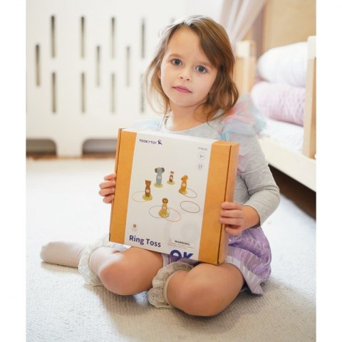 TOOKY TOY Rzut do Celu Obręczami Drewniana Gra Zręcznościowa 15 el. Zwierzątka