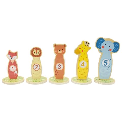TOOKY TOY Rzut do Celu Obręczami Drewniana Gra Zręcznościowa 15 el. Zwierzątka