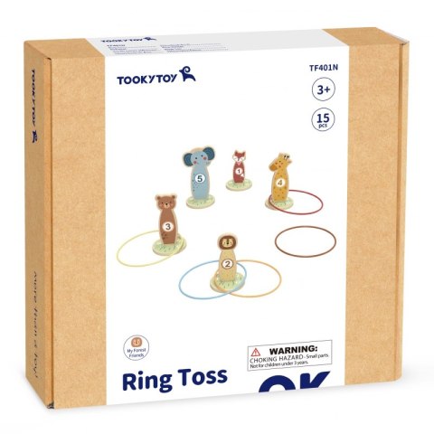 TOOKY TOY Rzut do Celu Obręczami Drewniana Gra Zręcznościowa 15 el. Zwierzątka