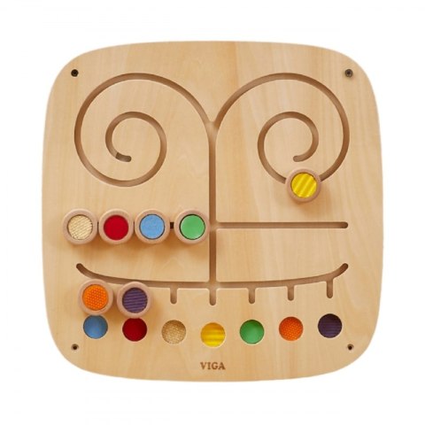 VIGA Drewniana Tablica Manipulacyjna Sensoryczna Labirynt Dotknij i Dopasuj
