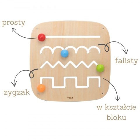 VIGA Drewniana Tablica Manipulacyjna Sensoryczna Labirynt