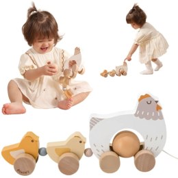 VIGA PolarB Drewniana Kurka z Pisklętami do Ciągnięcia