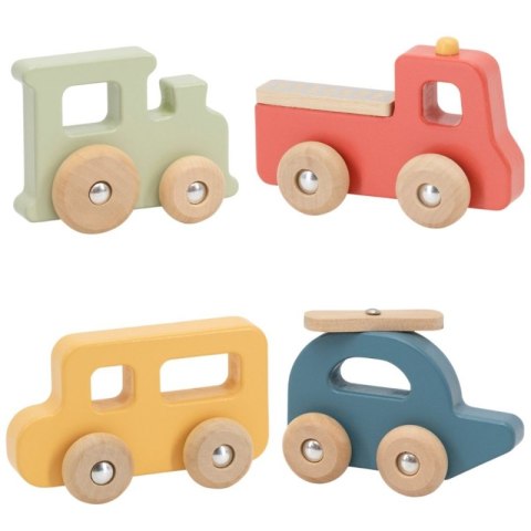 VIGA Zestaw Drewnianych Kolorowych Pojazdów 4szt. z Serii PolarB