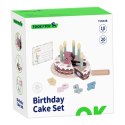 TOOKY TOY Drewniany Tort Urodzinowy do Krojenia na Rzepy ze Świeczkami i Kartką Urodzinową 20 el.