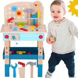 TOOKY TOY Drewniany Warsztat Zestaw XL Małego Majsterkowicza Stół Akcesoria 46 el.