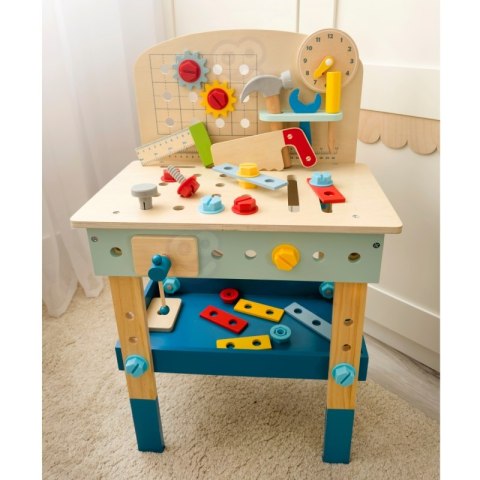 TOOKY TOY Drewniany Warsztat Zestaw XL Małego Majsterkowicza Stół Akcesoria 46 el.