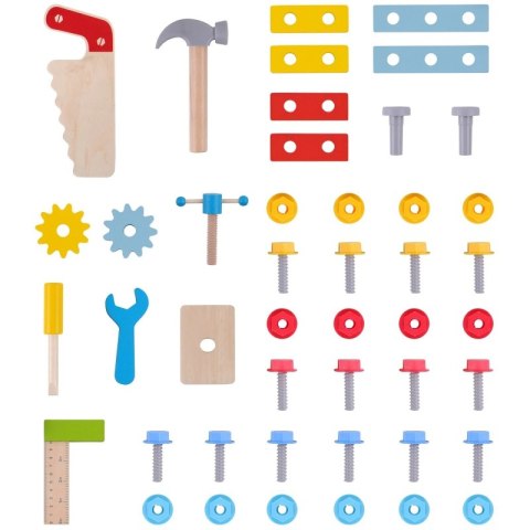 TOOKY TOY Drewniany Warsztat Zestaw XL Małego Majsterkowicza Stół Akcesoria 46 el.