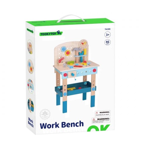 TOOKY TOY Drewniany Warsztat Zestaw XL Małego Majsterkowicza Stół Akcesoria 46 el.