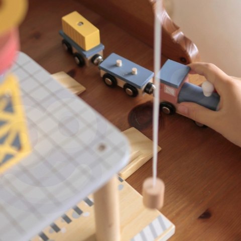 TOOKY TOY Drewniany Zestaw 4w1 Dźwig Portowy XL Statek Ciężarówka i Kolejka na Magnes